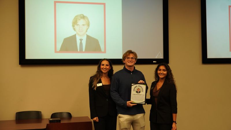 Christian receiving the ALPFA UCF Member Spotlight award